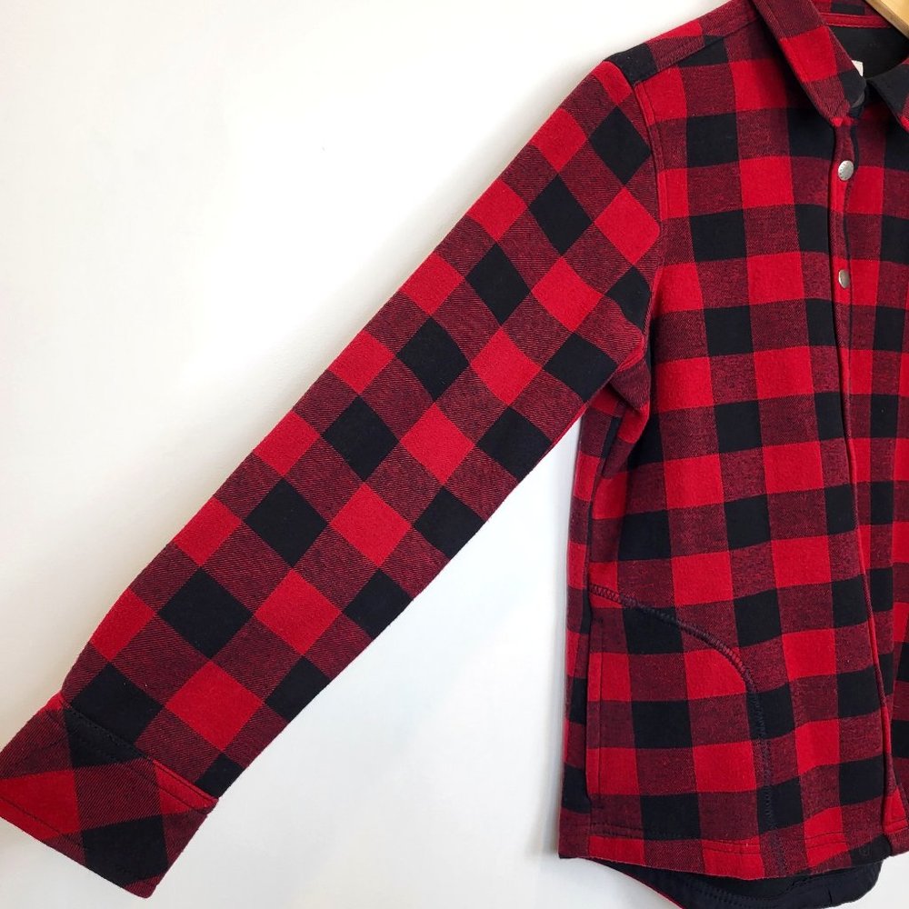 Orvis Red and Black Plaid Fleece Lined Snap Front Jacket, Size Medium, EUC - Picture 4 of 12